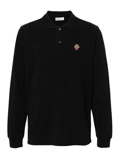 Bally Logo-embroidered Organic Cotton Polo Shirt In Black