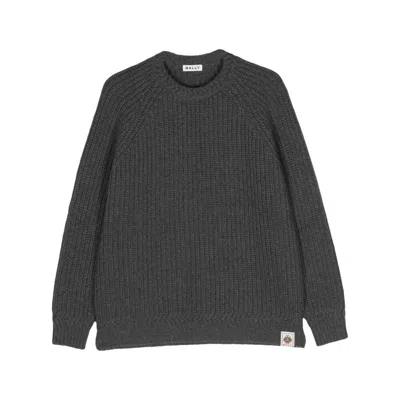 Bally Logo-patch Wool Jumper In Grey