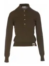 Bally Knitted Cashmere Polo Top In Verde