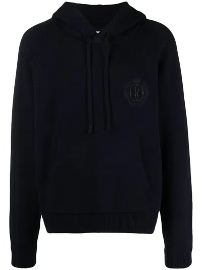 Bally Logo-embroidered Hoodie In Blue
