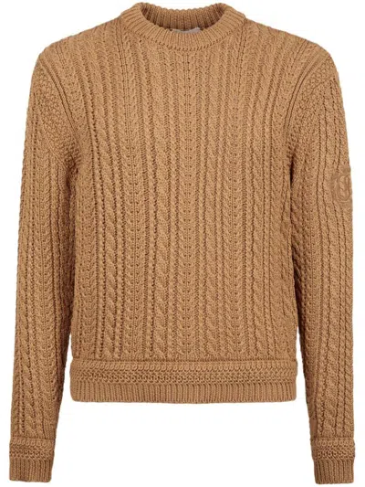 Bally Cable-knit Cotton Jumper In Brown
