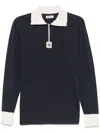Bally Crewneck Sweater Stand-up Collar In Peacoat/bone