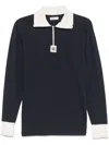 Bally Crewneck Sweater Stand-up Collar In Peacoat/bone