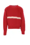 Bally Mohair Blend Knit Sweater In Red+bone