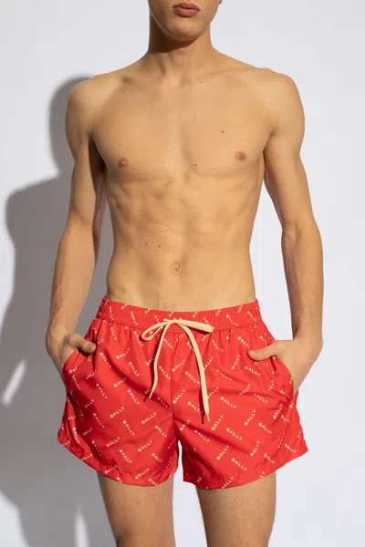 Bally Logo-print Swim Shorts In Red