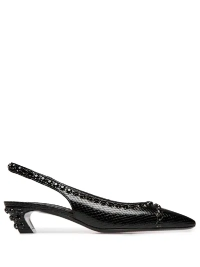 Bally Sylt Snakeskin-embossed Slingback Pumps In Black