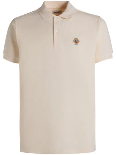 Bally Logo-embroidered Organic Cotton Polo Shirt In Bone 50