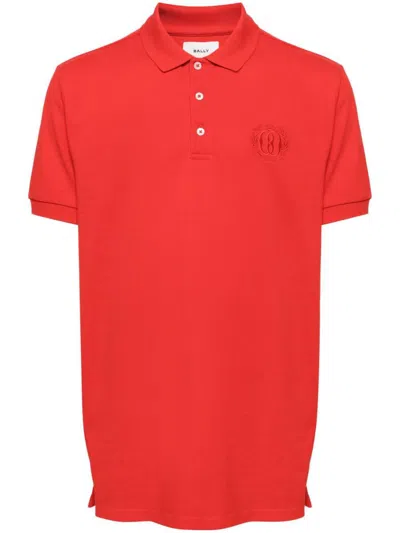 Bally Logo-embroidered Organic Cotton Polo Shirt In Red