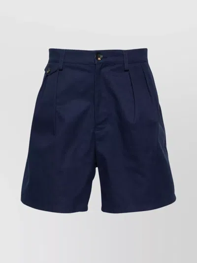 Bally Tailored Shorts With Belt Loops And Pleat Detailing In Blue