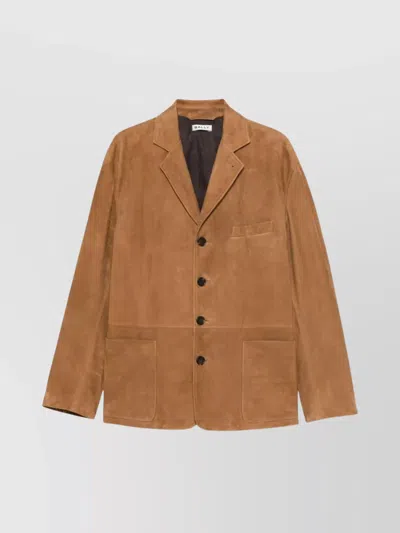 Bally Tailored Single-breasted Suit Jacket With Notched Lapels In Brown