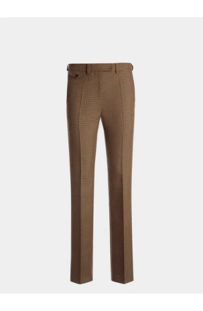Bally Tailored Straight Leg Pants In Desert Wool In Brown