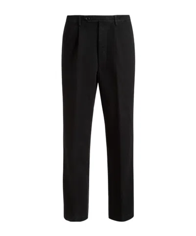 Bally Tapered-leg Pleated Chino Trousers In Black
