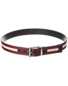 Bally Shiffie Belt With Adjustable Fit And Striped Pattern In Red