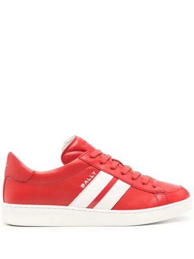 Bally Tennis Sneaker In Candy And Leather In Red