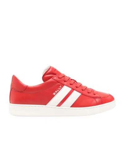 Bally Tennis Leather Sneakers In Red