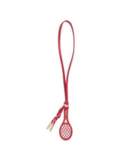 Bally Tennis-racket Leather Keyring In Red