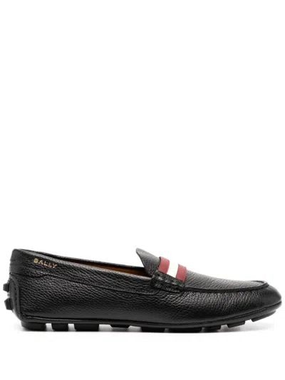 Bally Textured Leather Moccasin In Black