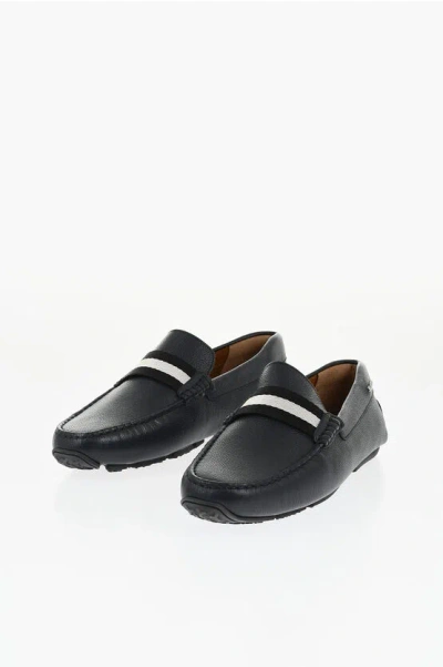 Bally Textured Leather Pierce Loafers In Black
