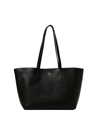 Bally Textured Leather Tote Bag With Gold Emblem In Black