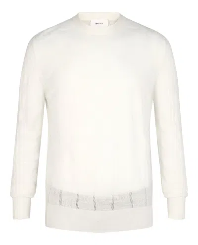 Bally Textured-knit Crewneck Sweater In White