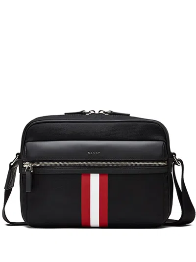 Bally Tharek Ribbon-detail Canvas Messenger Bag In Black