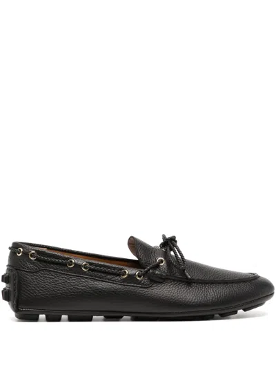Bally Tie-fastening Leather Loafers In Black