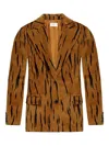 Bally Tiger-print Velvet Blazer In Neutral