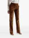 Bally Tiger-print Velvet Trousers In Brown