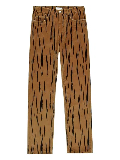 Bally Tiger-print Velvet Trousers In Brown