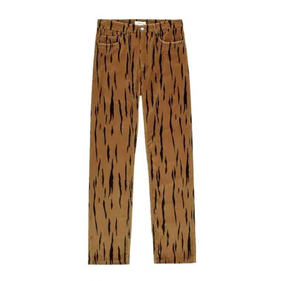 Bally Tiger Printed Cotton Velvet Pants In Brown