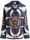 Bally Marine Print Silk Shirt In Bone