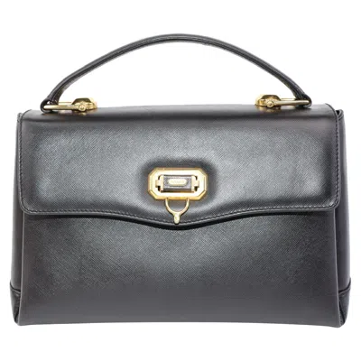 Bally Top Handle Bag In Black Leather In Gray