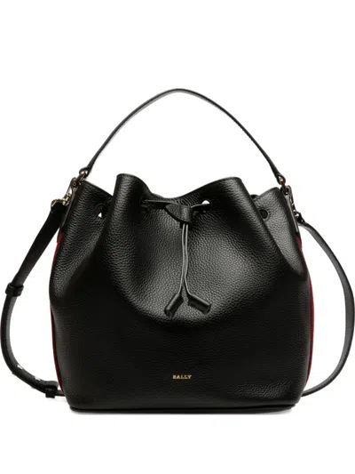 Bally Top-handle Grained Leather Bucket Bag In Black