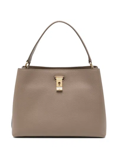 Bally Top Handle Lock Shoulder Bag In Brown