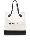 Bally Spacious Beige Canvas Tote With Black Leather Accents In White