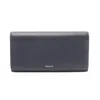 BALLY TRIFOLD LONG WALLET LOGO LEATHER NAVY