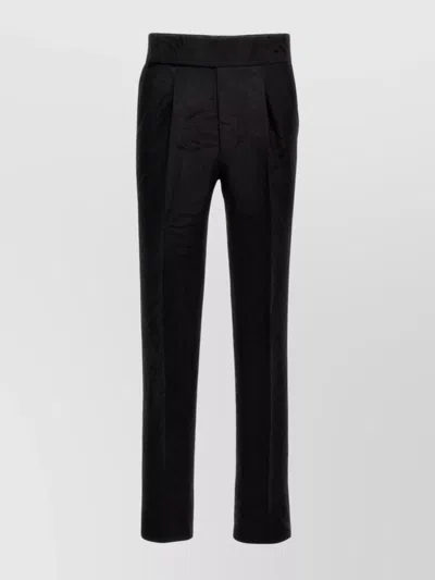 Bally Trousers Textured Fabric Pleated Front In Black
