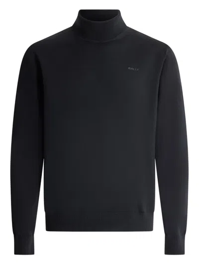 Bally Turtleneck Wool Sweater In Black