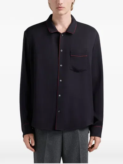 Bally Twill Chest-pocket Shirt In Black