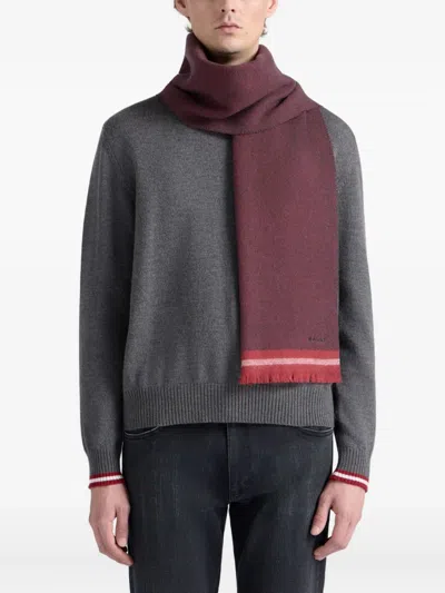 Bally Two-tone Ribbon Scarf In Burgundy