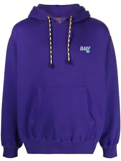 Pre-owned Bally Unisex Hike 6 Organic Cotton Purple Hooded Sweatshirt 6238593 Msrp $420