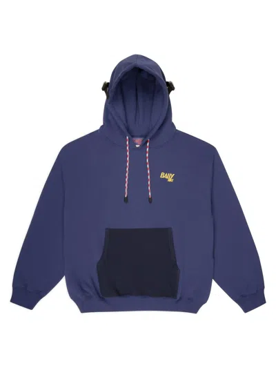 Bally Unisex Hike Organic Cotton Hooded Sweatshirt In Purple In Blue