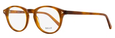Bally Unisex Soft Rectangular Eyeglasses By5032 053 Blonde Havana 49mm In Brown