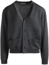 Bally V-neck Merino Wool Cardigan In Grey