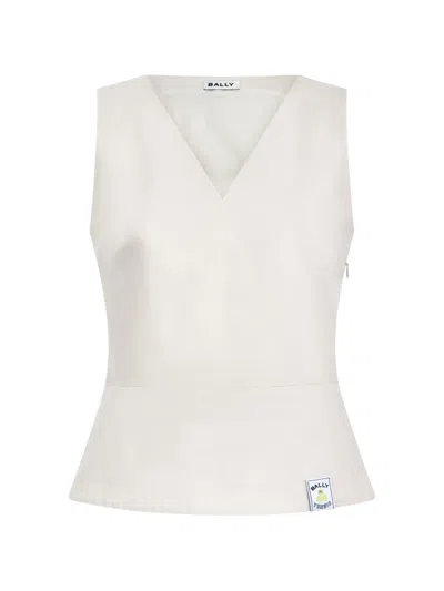 Bally V-neck Sleeveless Top In White