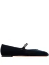 Bally Velvet Ballerina Shoes In Blue