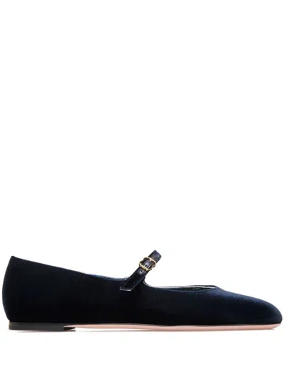 Bally Velvet Ballerina Shoes In Blue