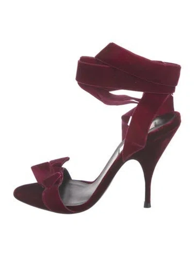 Pre-owned Bally Velvet Sandals In Burgundy