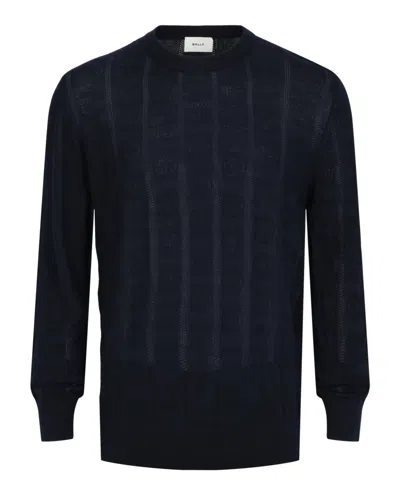 Bally Vertical-pattern Cashmere Sweater In Blue