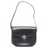 Bally Vintage Black Smooth Leather Gold Turnlock Chain Flap Box Bag In Black